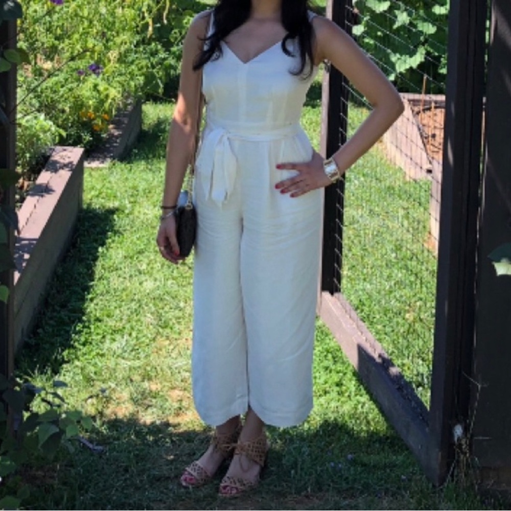 Ann Taylor/Loft Wide-Leg Ivory Jumpsuit